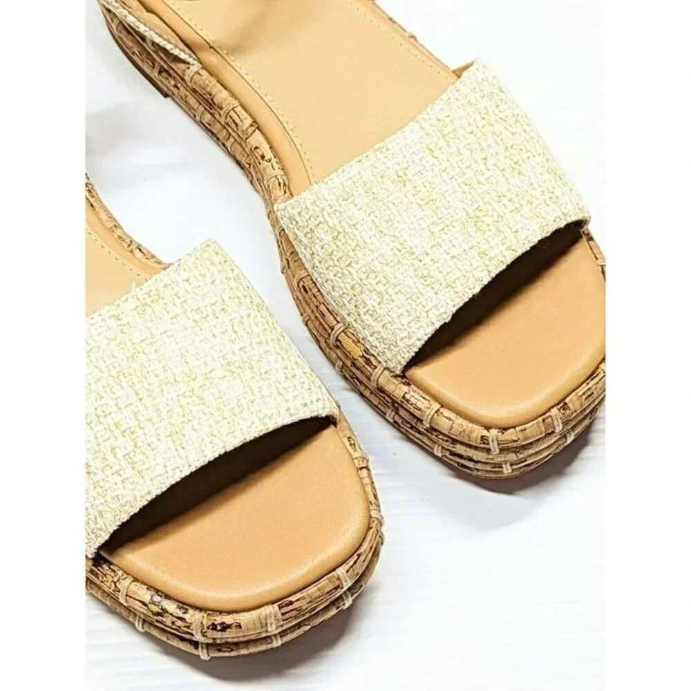 Joie Natural Cork Platform Sandals with Tan Ankle Strap - Picture 6 of 11